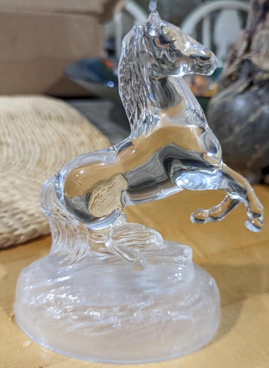 Cristal D'Arques Lead Crystal Glass Stallion Figurine France Horse Cheval