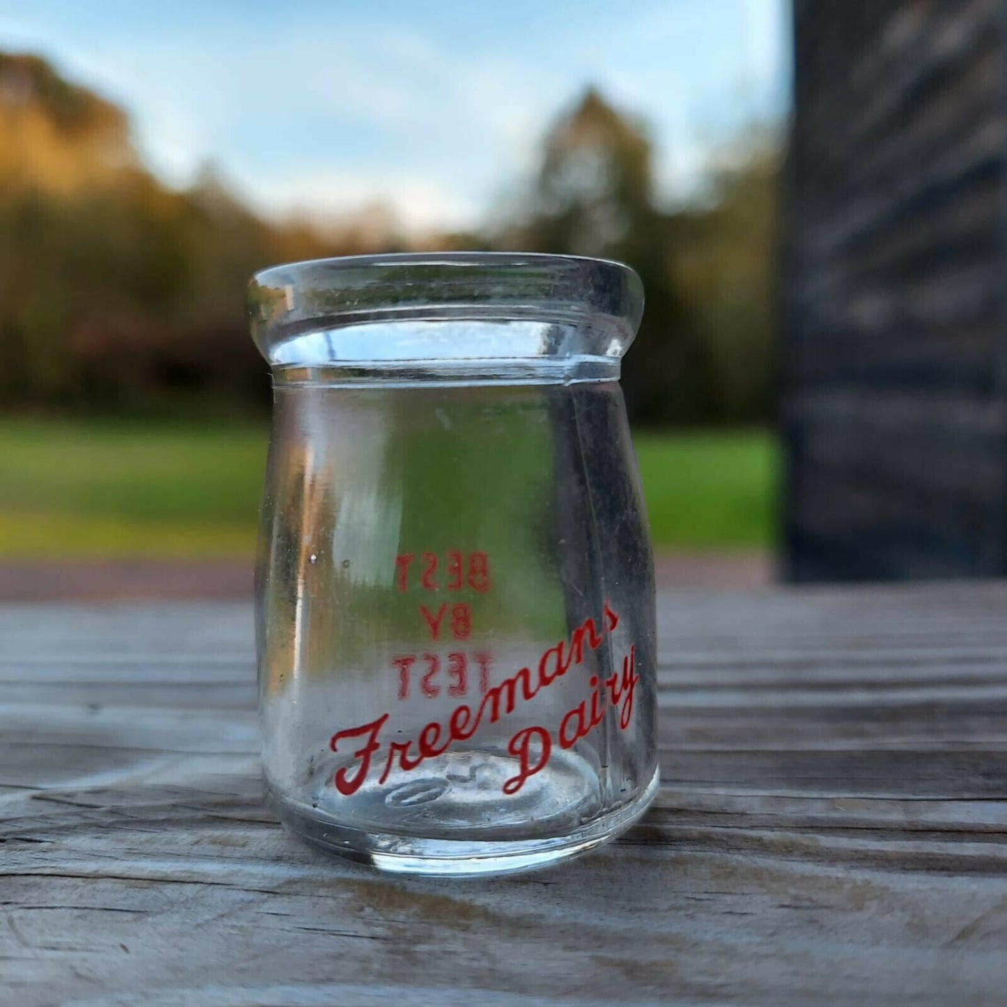 Vintage Freemans Dairy Best By Test Glass Bottles Cream Small Set of 12