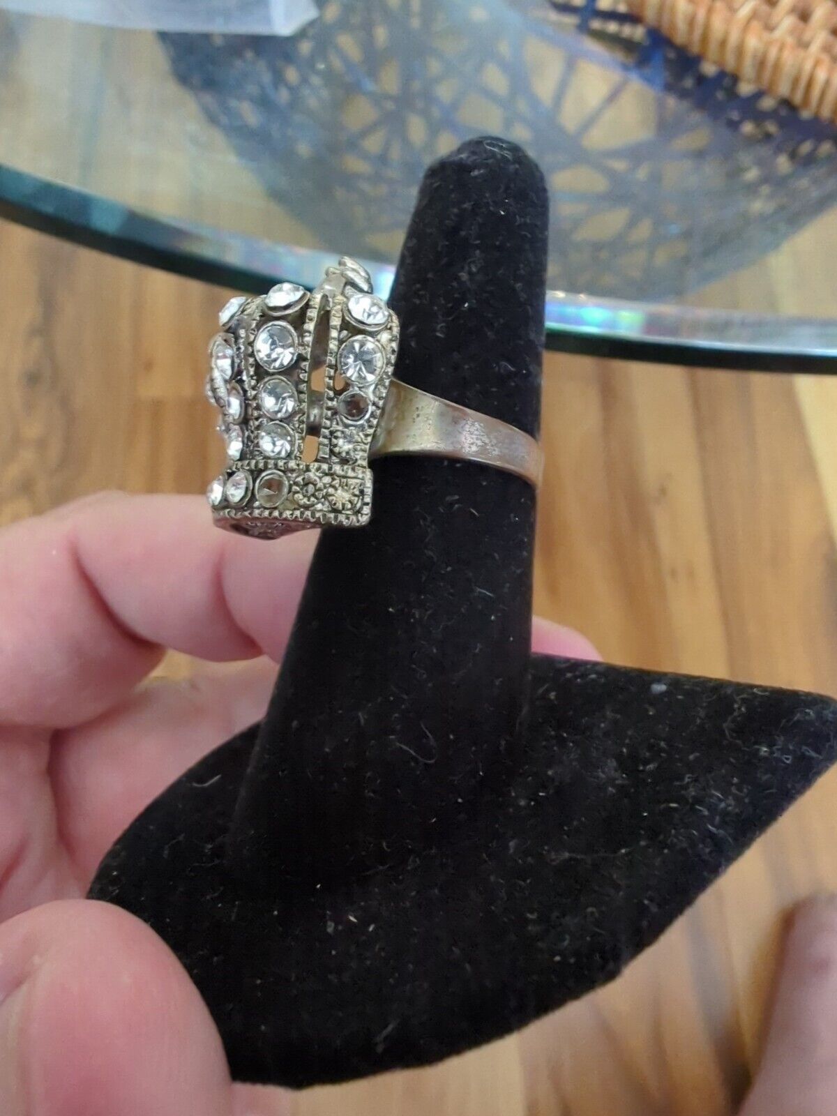 Vintage Royal Crown Ring Size 7 Rhinestone