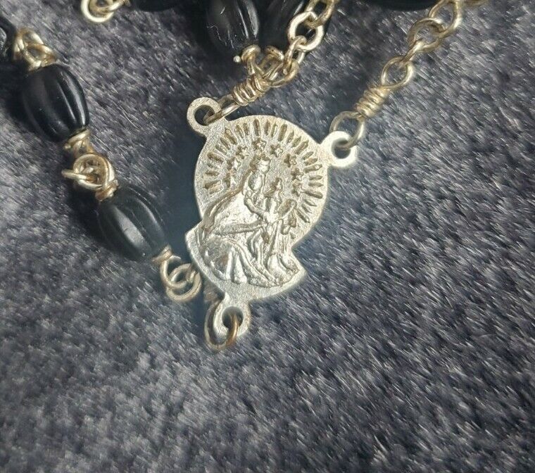 Vintage Silver Tone Rosario Necklace Made In Japan