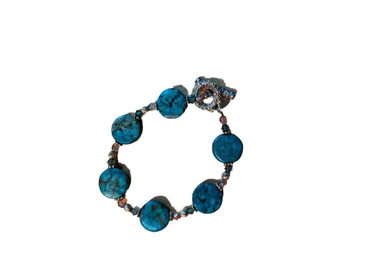 Alexis K S Flat Beaded Turquoise Hande Bracelet