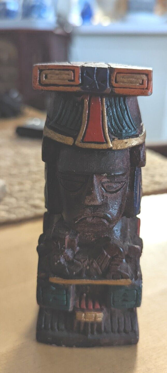 Wood Carved Mayan Art about 4"