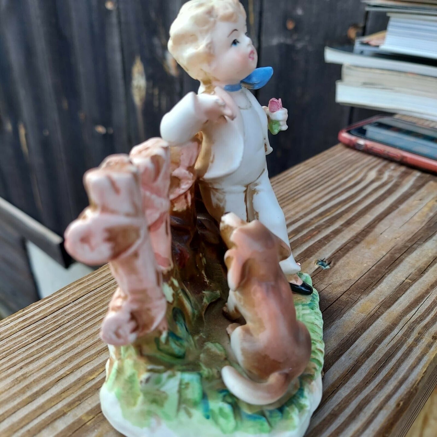 PM&M Germany Porcelain Figurine Boy With Dog