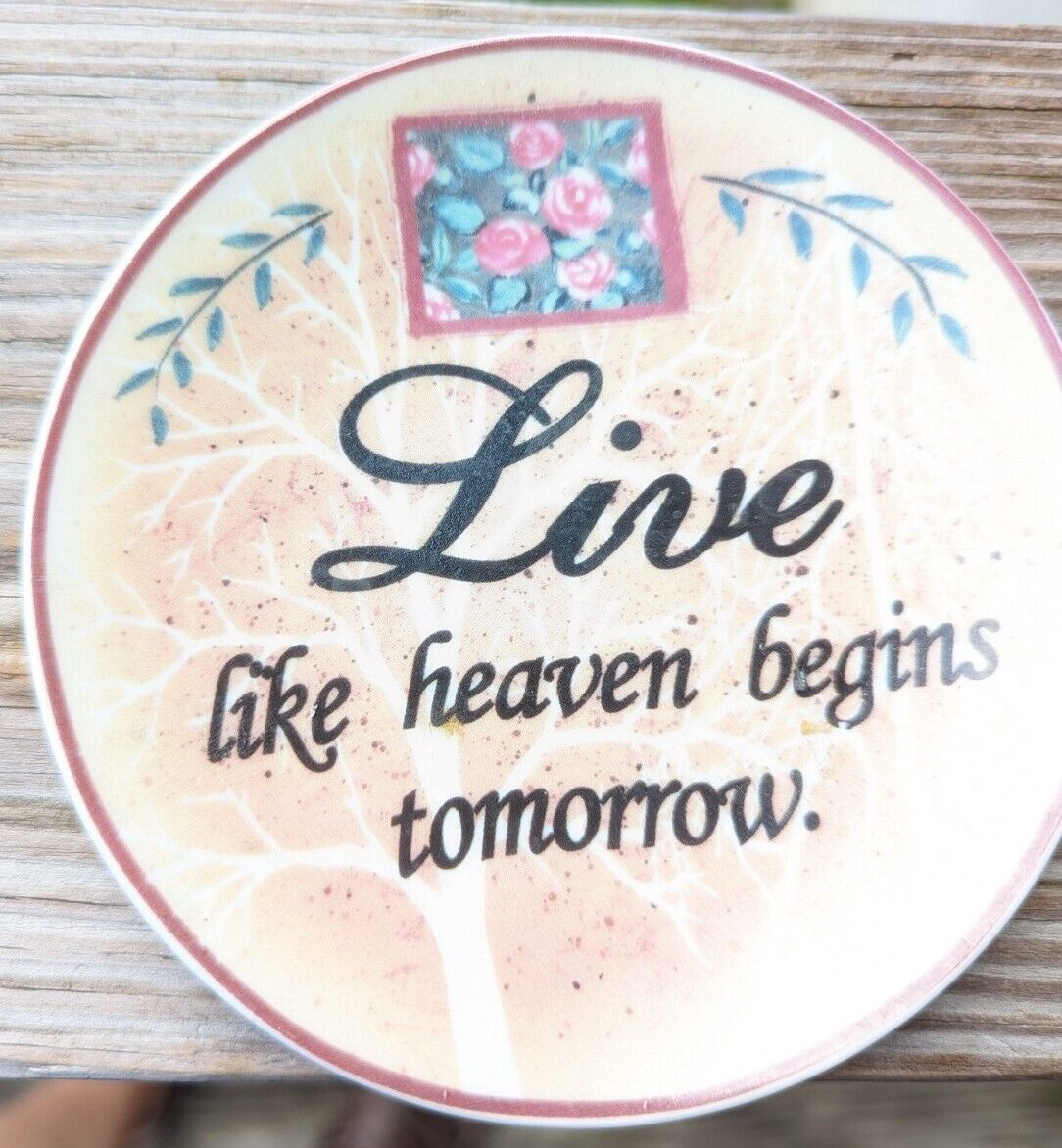 Samseo Design Live Like Heaven Begins Tommorrow Plate Decorative 4.5" Flowers