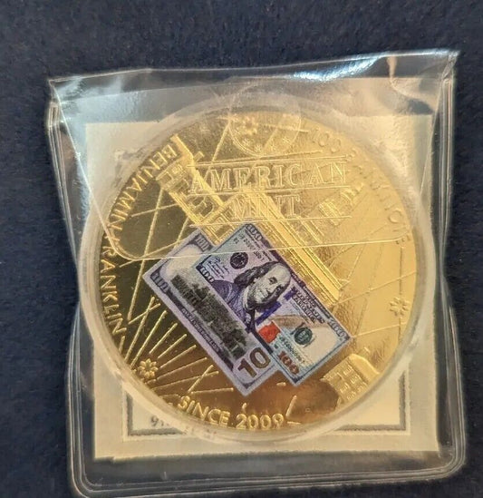 American Mint $100 Benjamin Franklin Banknote Commemorative Coin  With COA