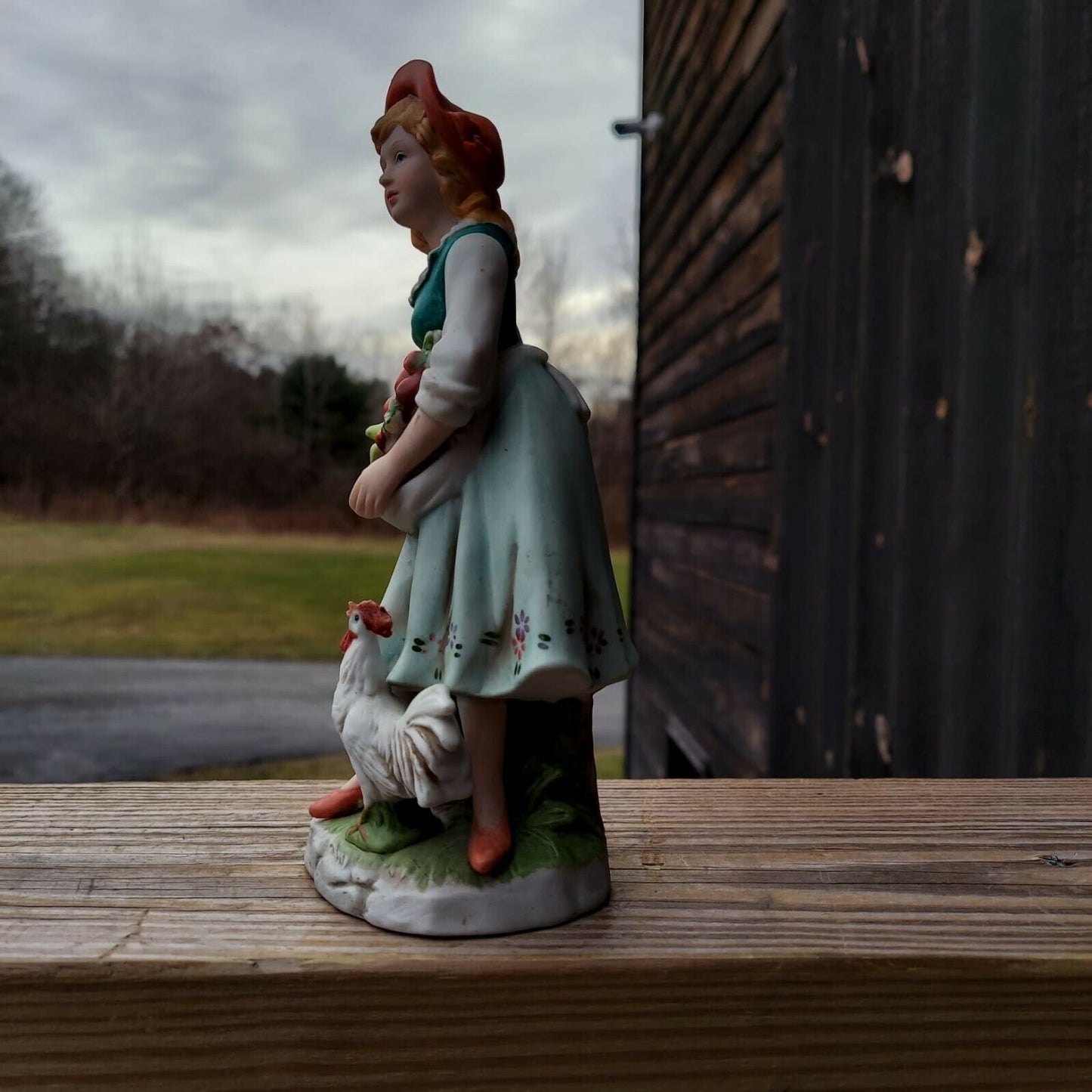 Homco Farm Girl W Harvest  Figurine