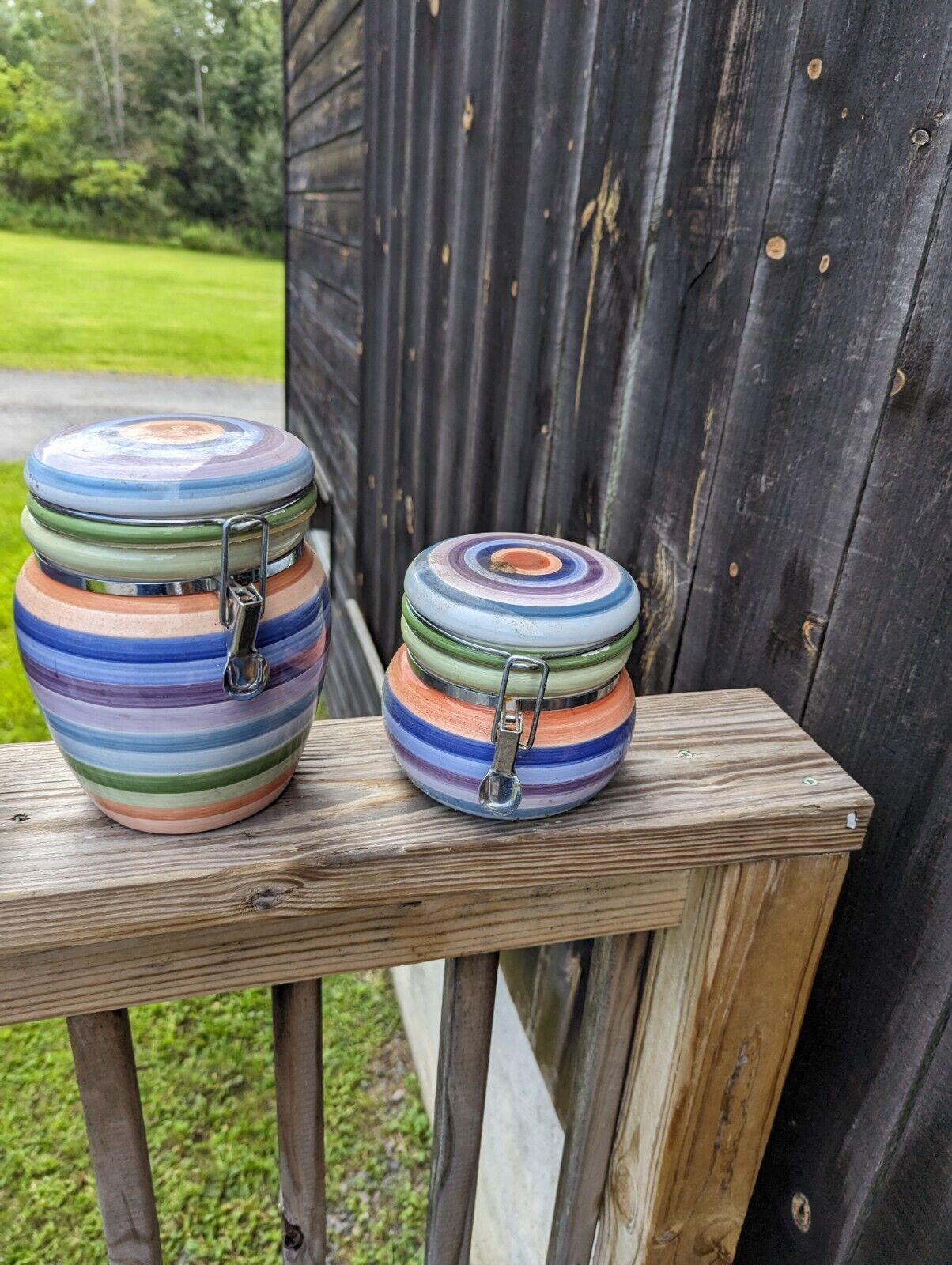 Kitchen Multicolor Canisters Set Of Three Different Sizes