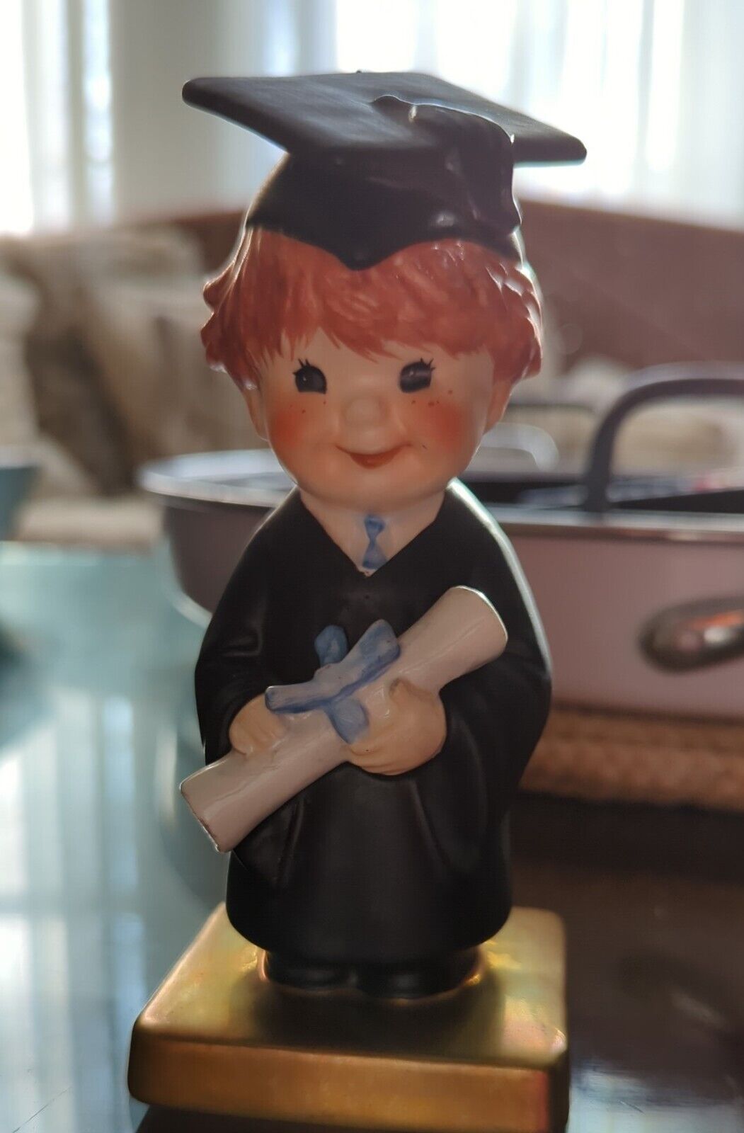 Vintage 1970 Goebel Redhead BYJ 69 Bachelor Degree Graduate Figurine  5.5" tall