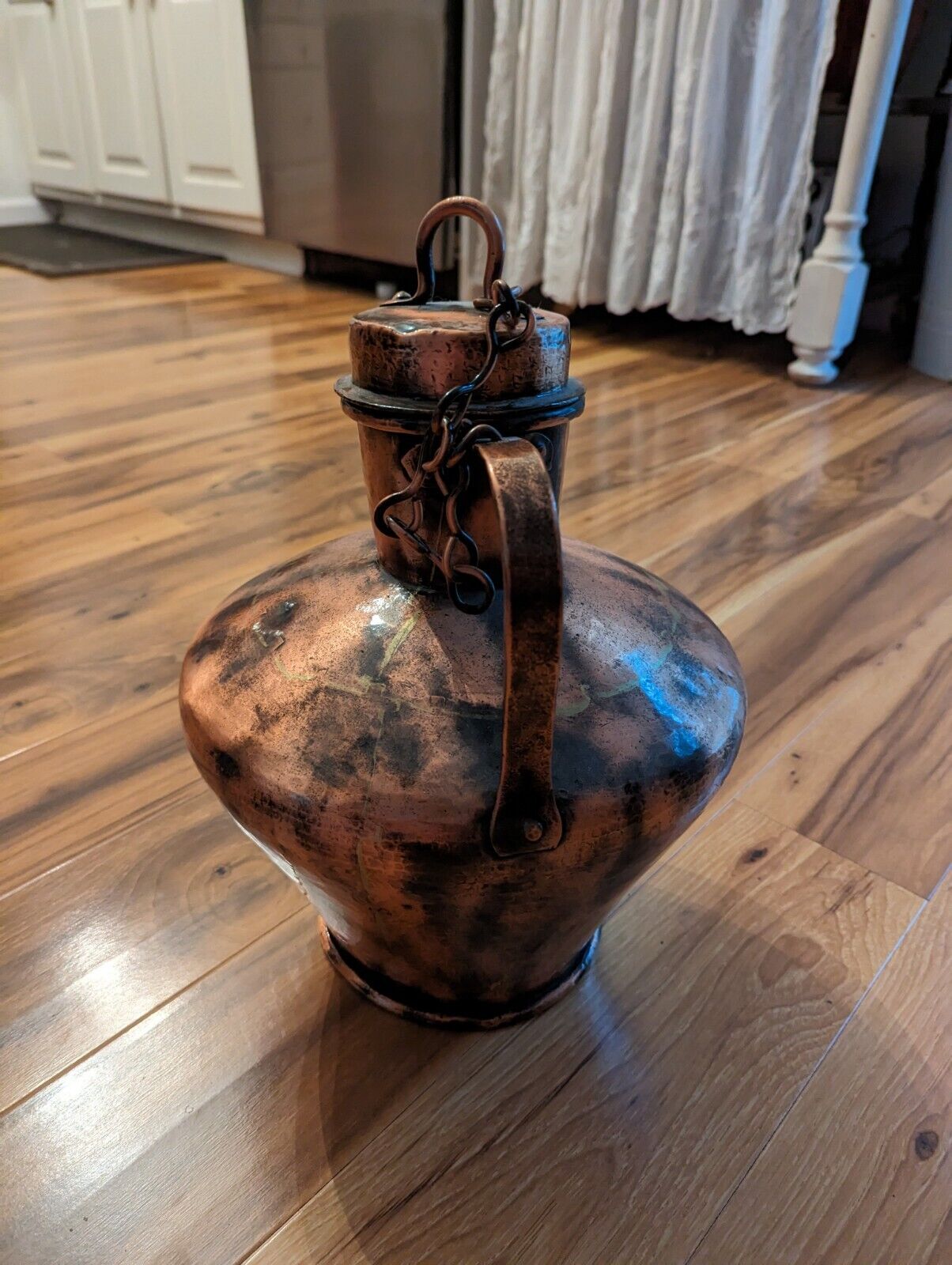 Vintage Large 10" Diameter 13" Tall Copper Brass Jug