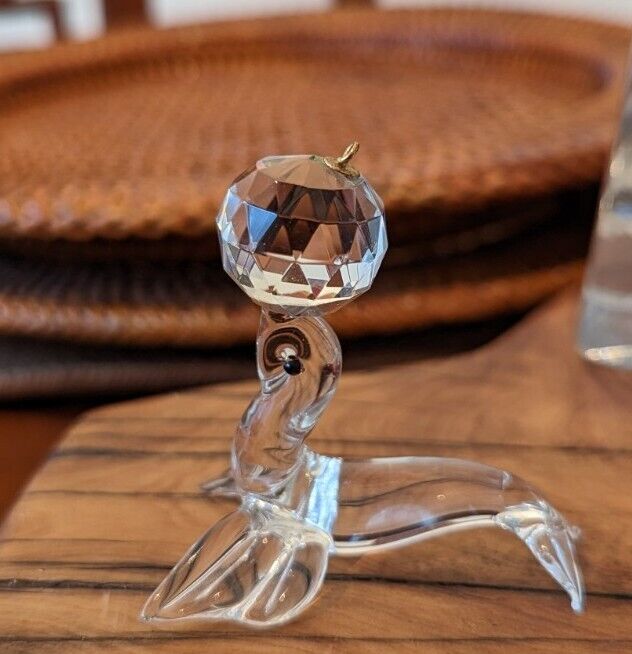 Glass Seal With Faceted Crystal Ball Ornament