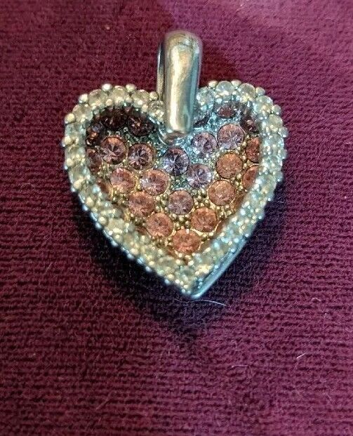 Pink Heart Double Pendant Cubic Zirconia Sterling Silver .925