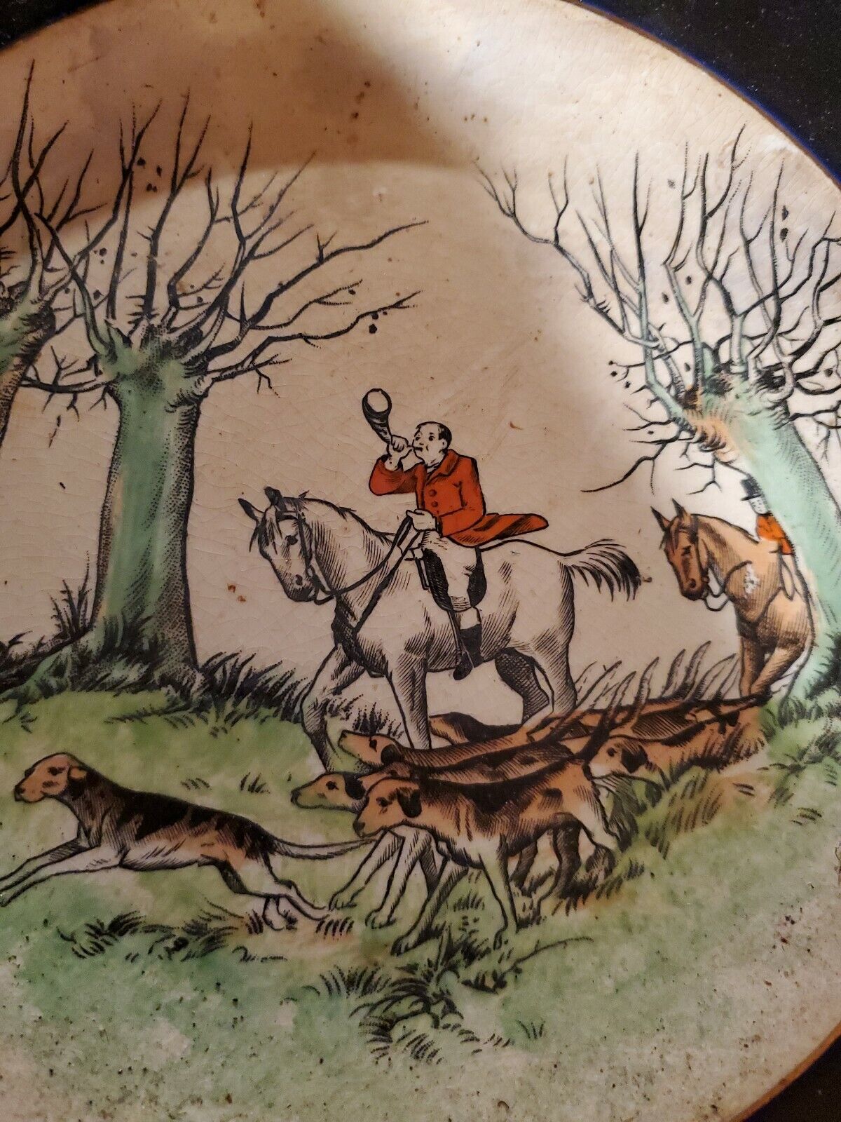 Crown Ducal Plate Vintage Hunting Scene