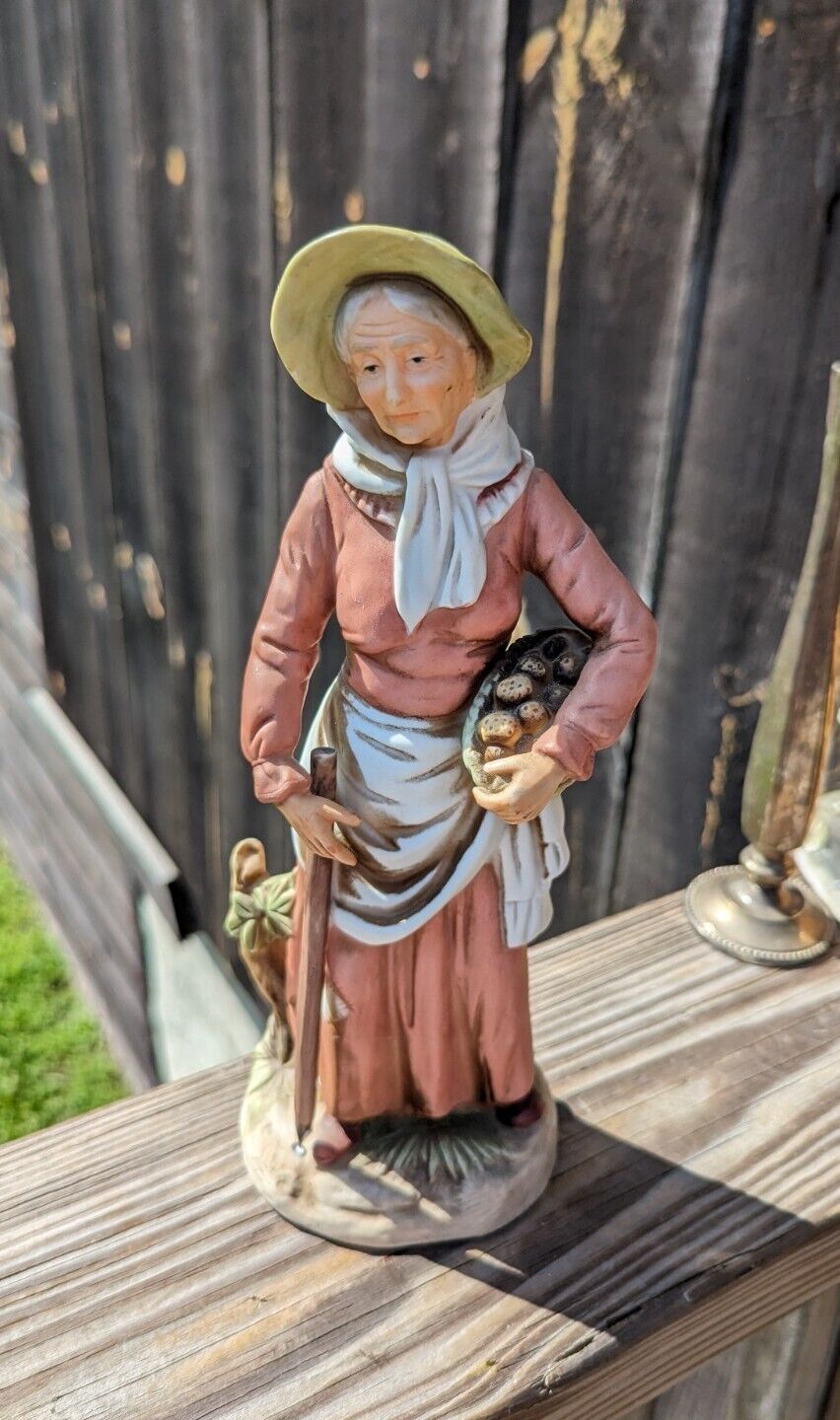 Vintage Homco Elderly Women 10" Ceramic Figurine