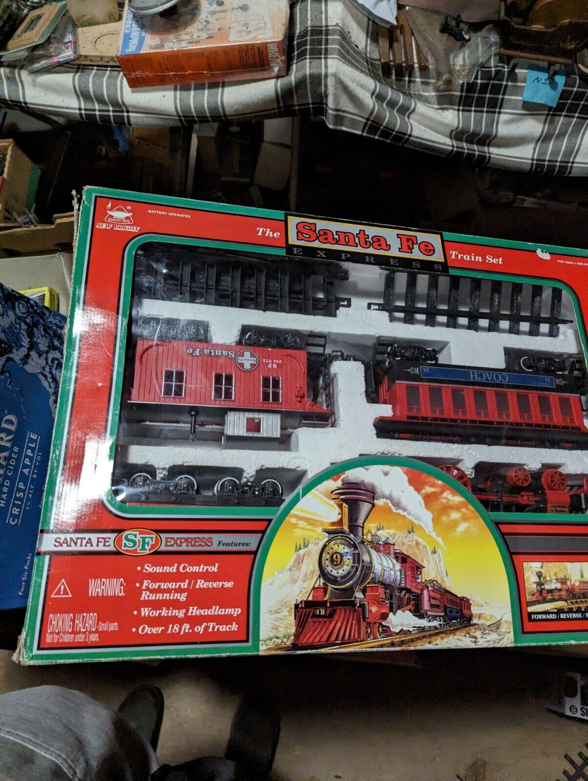 New Bright Industrial Toys SANTA FE Express TRAIN SET w/ Sound & Lights 1999 Box