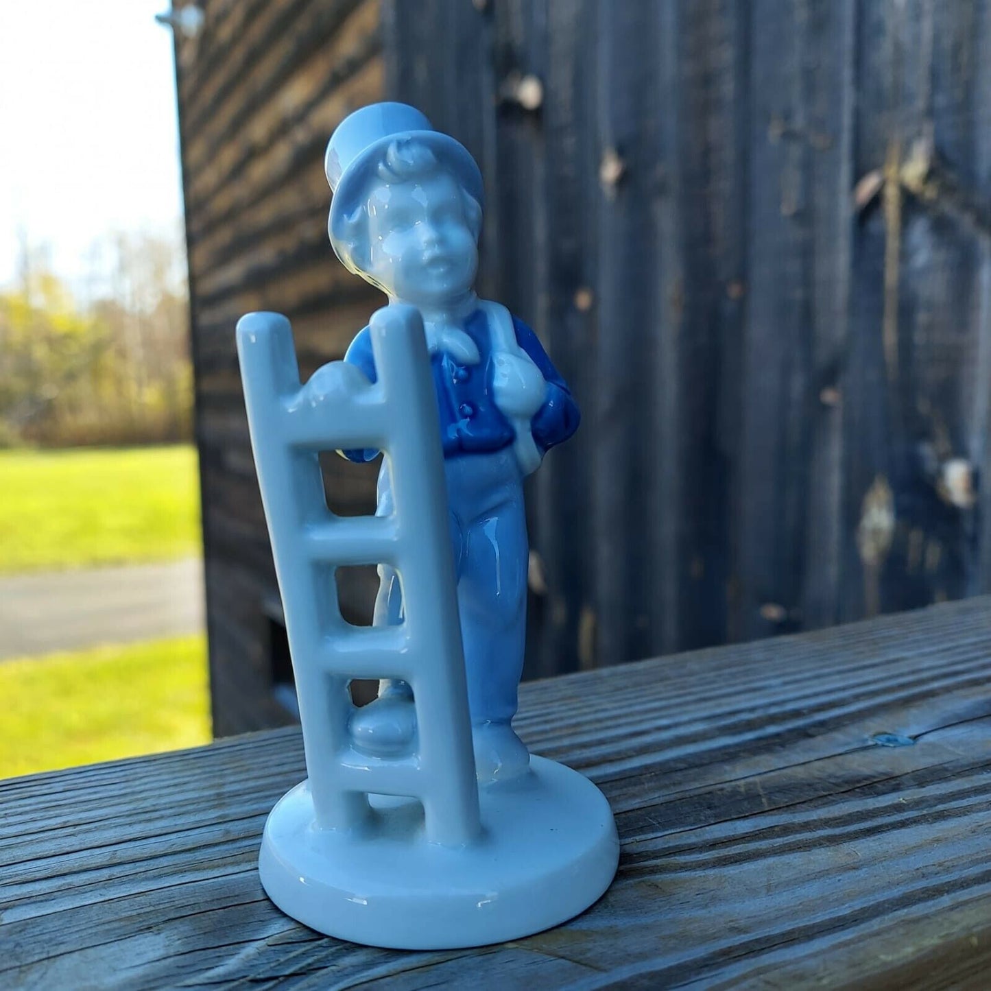 Vintage Pre 1949 Signed Porzellan Bavaria Man With Ladder And Tool Figurine