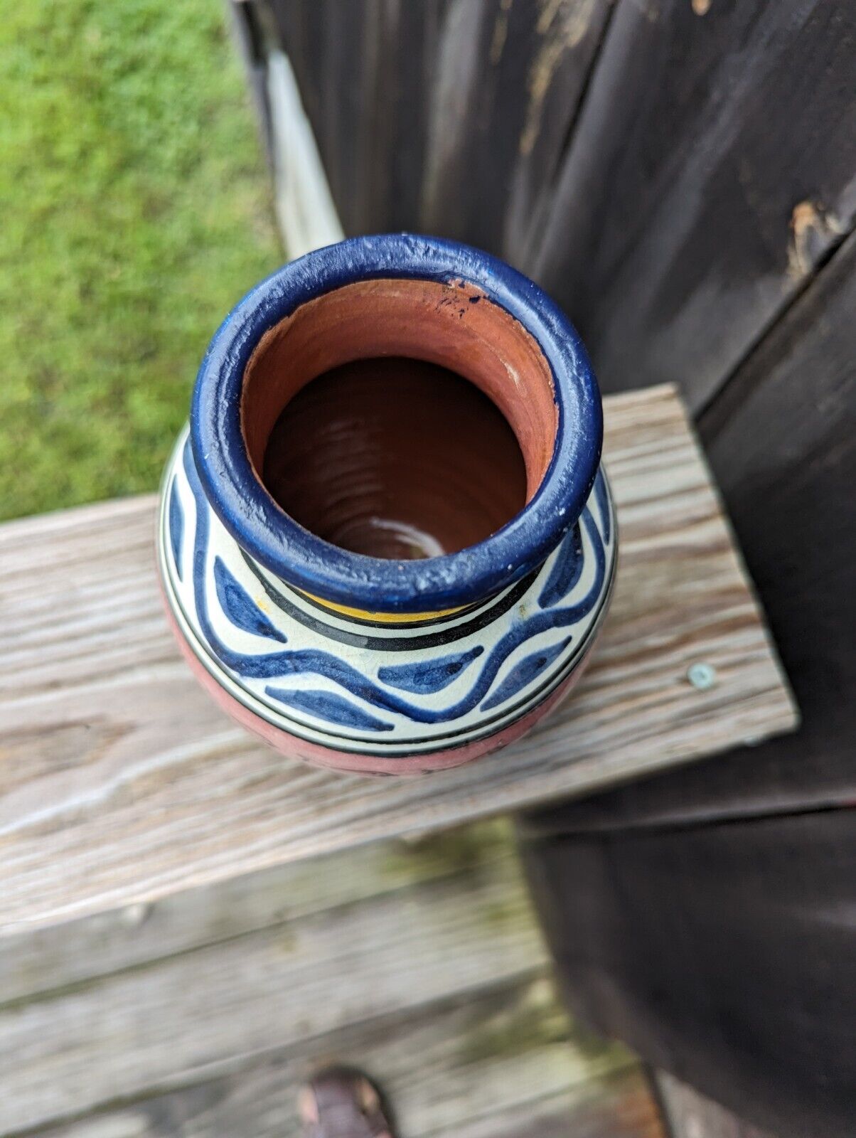 Moroccan Clay Pottery Hand Painted Vase