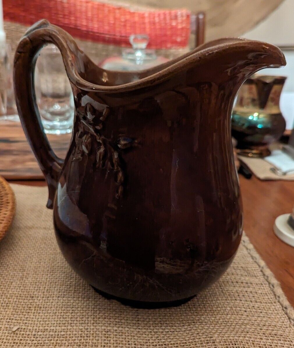 Brown Glazed Pottery Pitcher