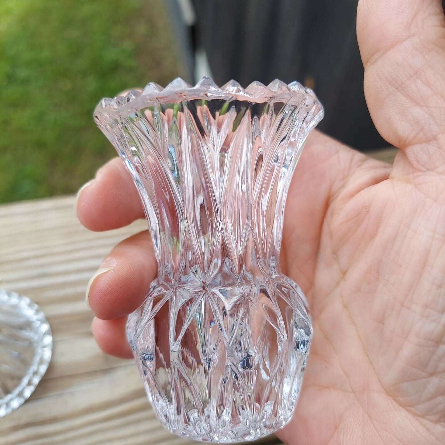 Vintage Pair Of Clear Cut Glass Toothpick Holders