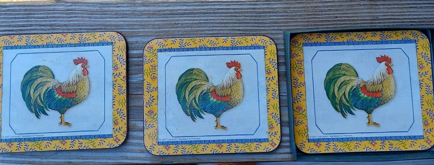 Jason Coasters Provencial Rooster Set of 3 in box