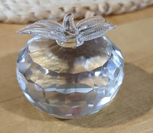 Faceted Crystal Glass Apple Paperweight