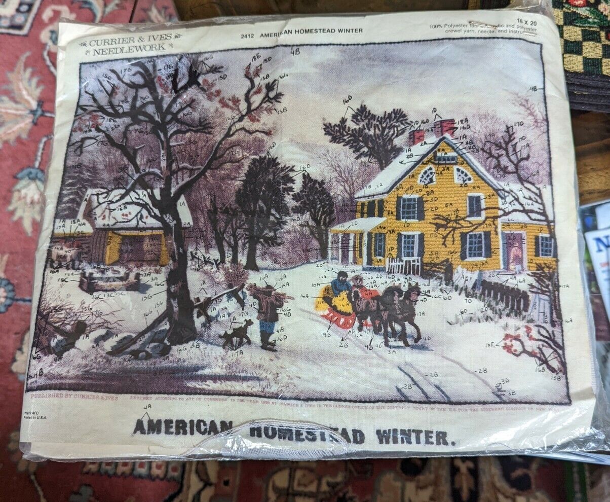 Vintage Needlework Currier & Ives American Homestead Winter Kit 2412