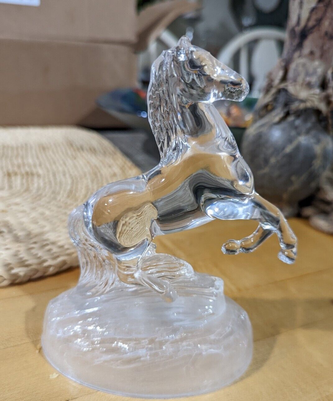 Cristal D'Arques Lead Crystal Glass Stallion Figurine France Horse Cheval