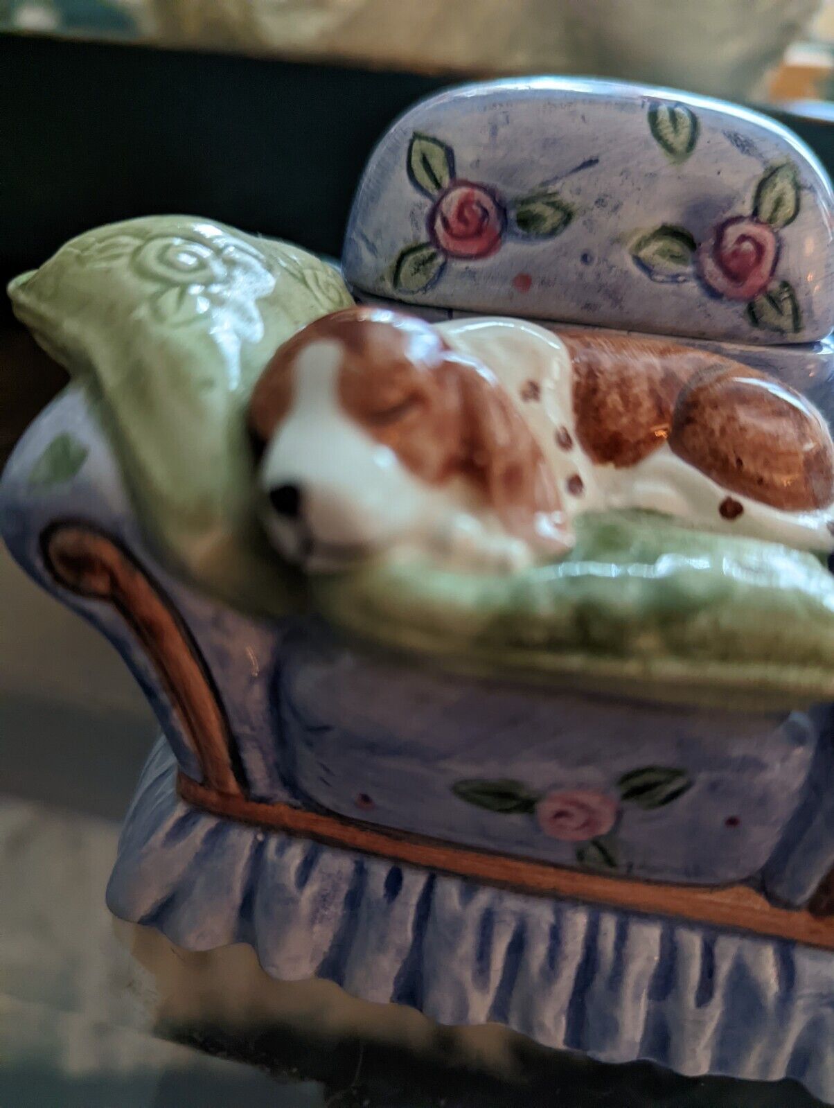 World Bazaar Adorable Beagle Puppy Dog Sleeping on Antique Style Sofa Teapot