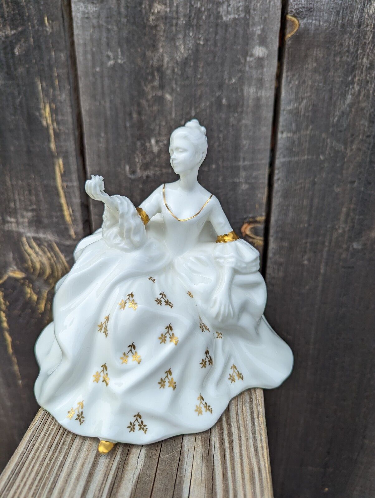 Royal Doulton Figurine My Love All White w Gold Bone China Vintage 1965 Retired