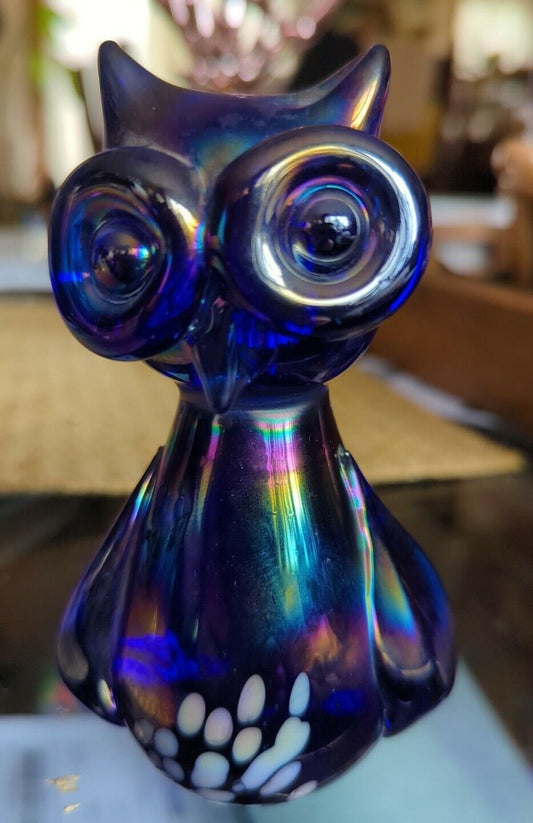 Vintage Rubin Glass Blue Owl