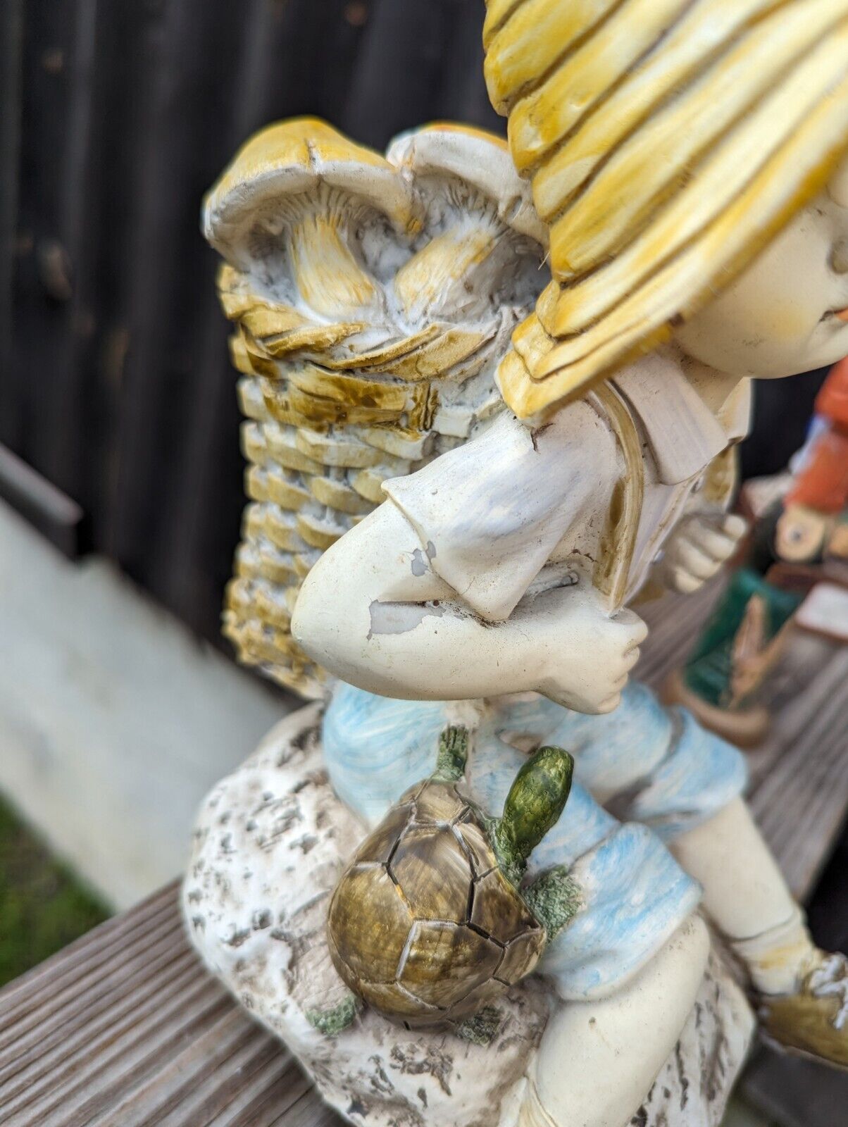 Large Tiered Daydreaming Innocent Young Homco Boy Sitting Down On Rock Figurine