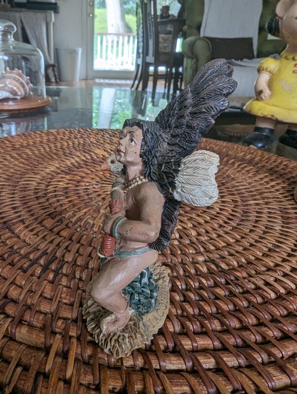 NOS Vintage Polyresin IAC 1998 Native American Indian with Bald Eagle Figurine