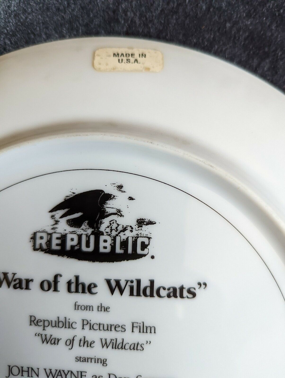 John Wayne WAR OF THE WILDCATS Plate 1992