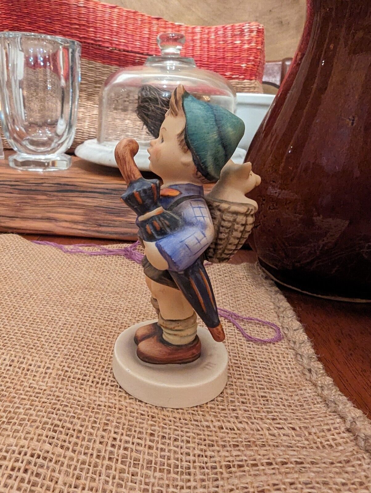 Goebel Hummel Vintage Figurine "Home from Market" w/ Pig - Made in West Germany