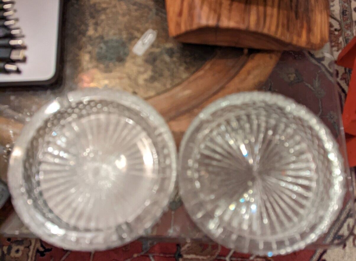 Two Heavy Led Crystal Vintage Glass Ashtrays