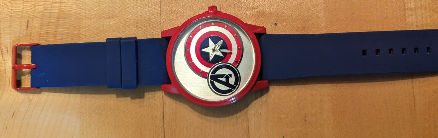 Huge Marvel Accutime Single Watch Avengers Captain America AVG1520KM Working