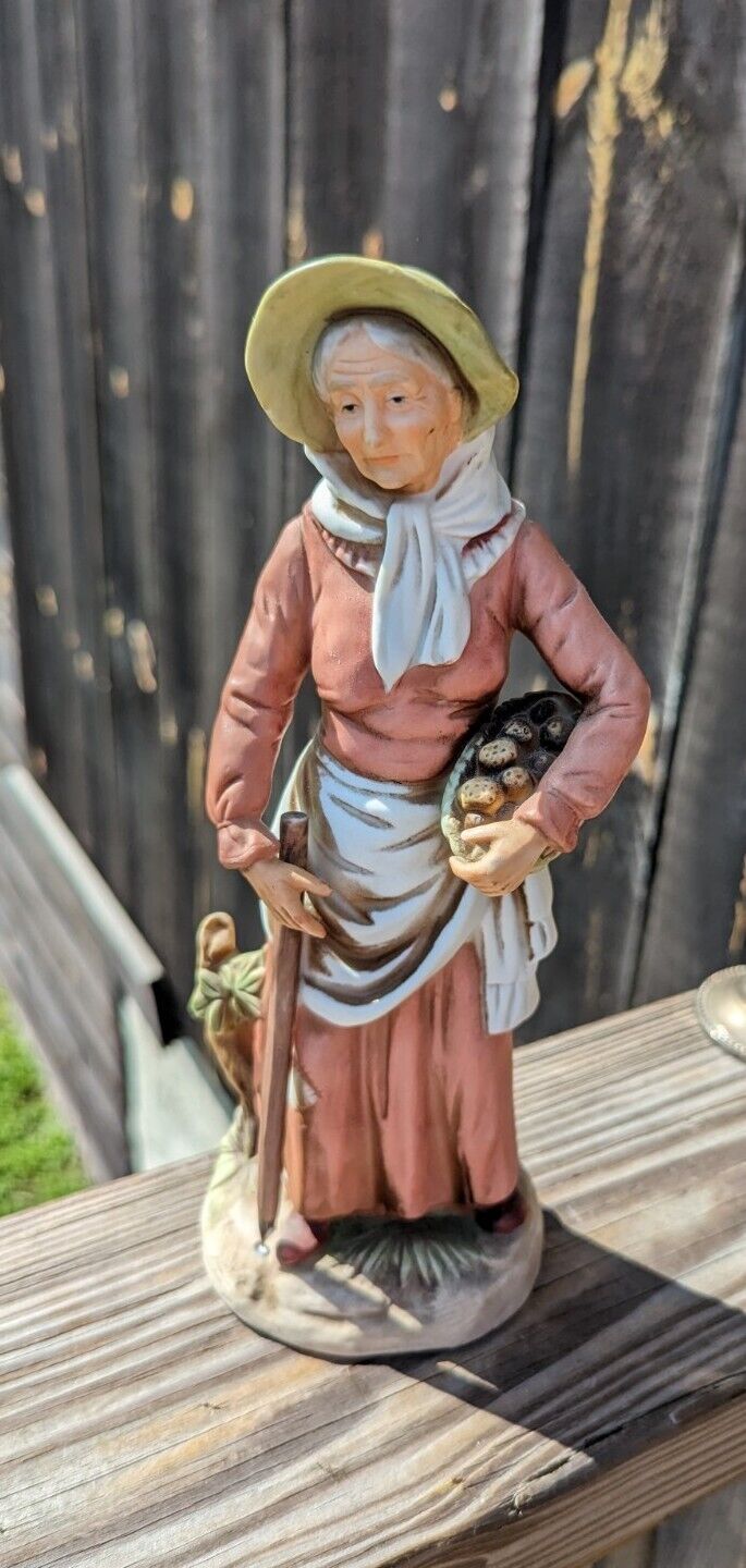 Vintage Homco Elderly Women 10" Ceramic Figurine