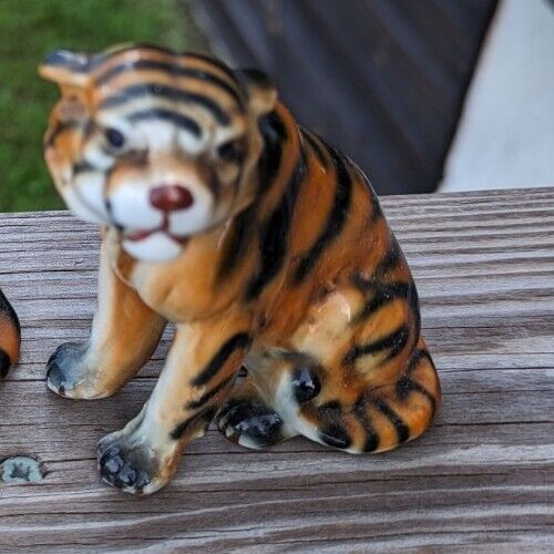 Vintage Two Ceramic Tigers