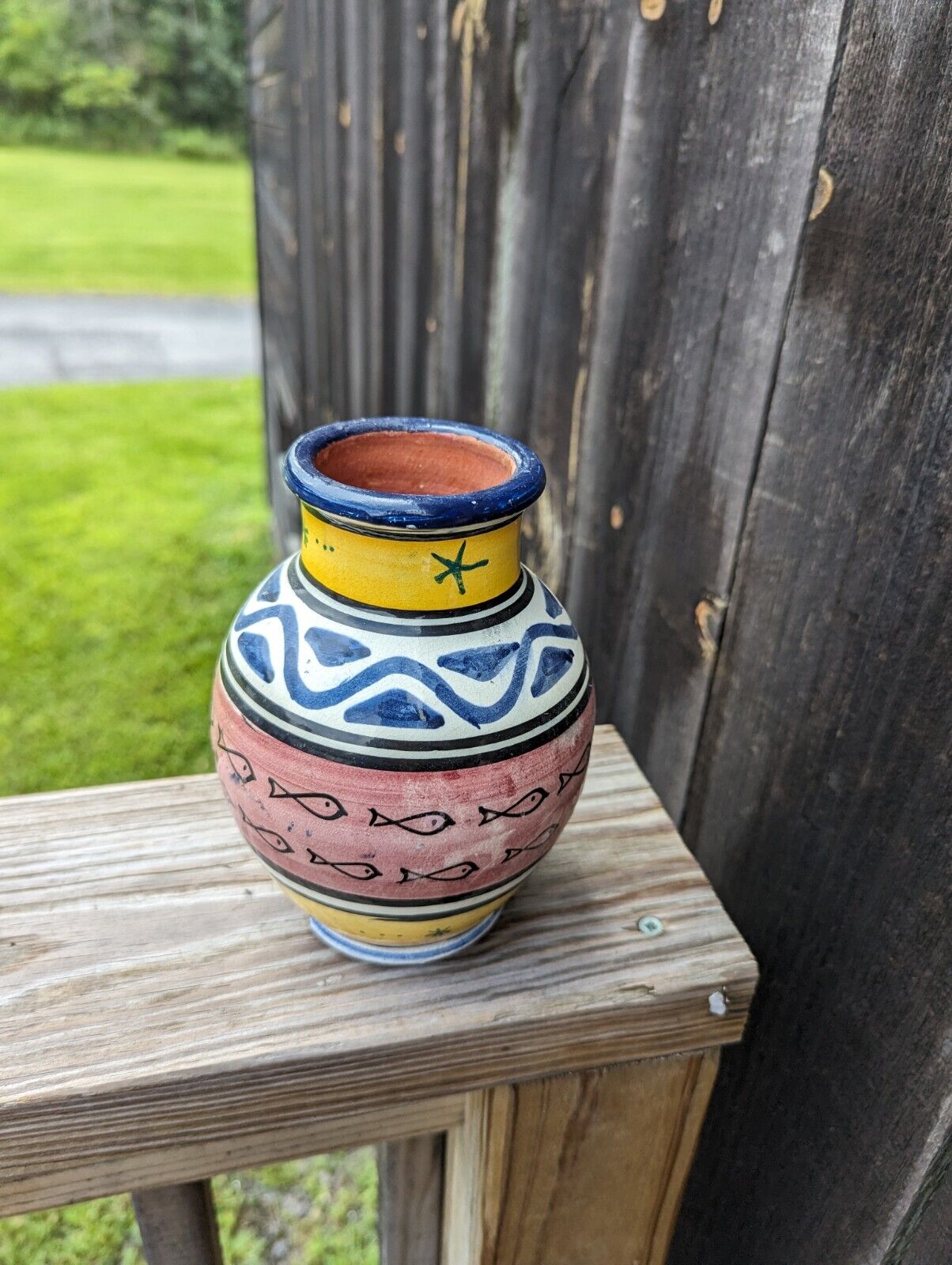 Moroccan Clay Pottery Hand Painted Vase