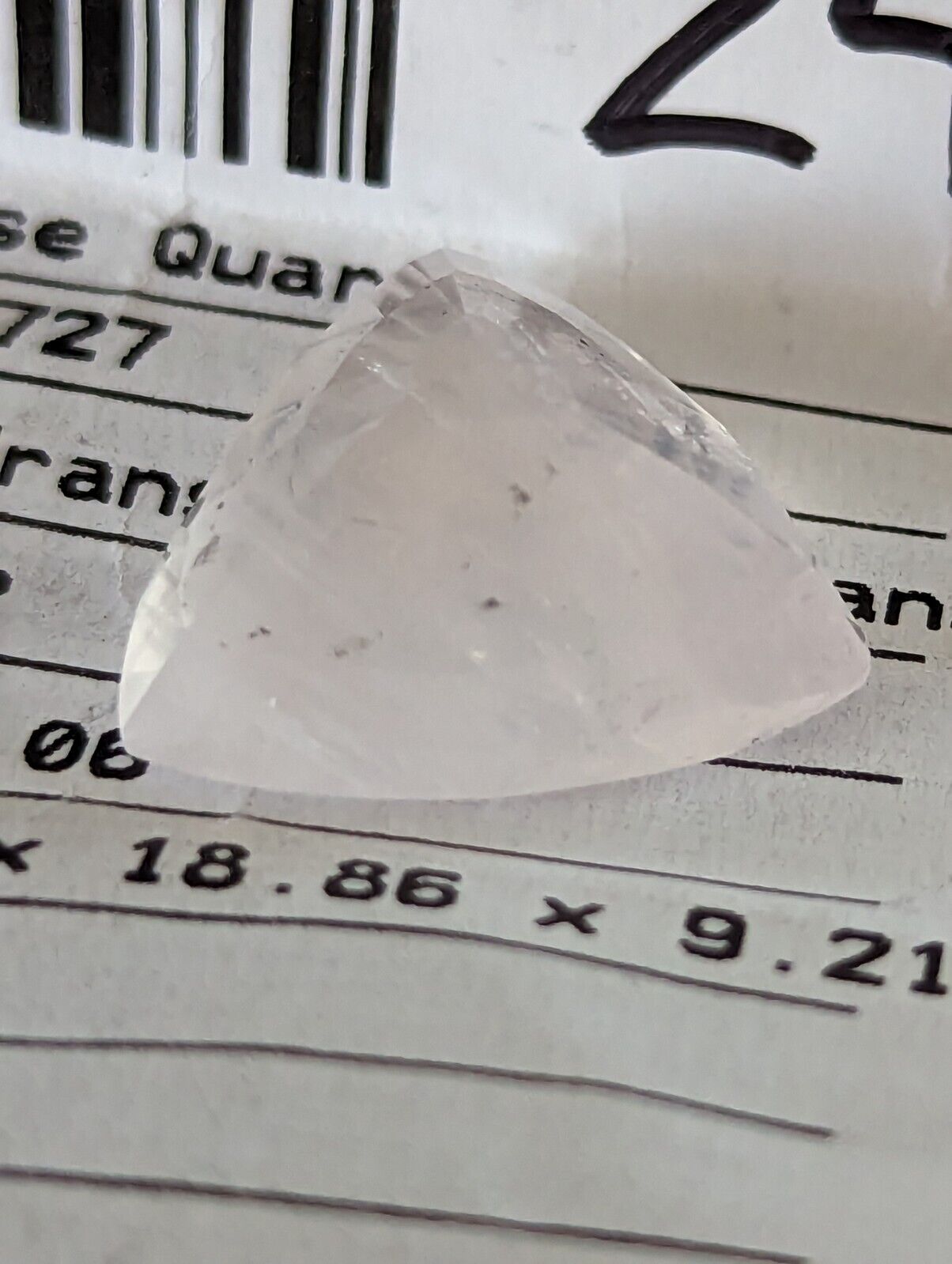 17.06 Cts Polished Rose Quartz Triangle Cut 19.14x18.86x9.21