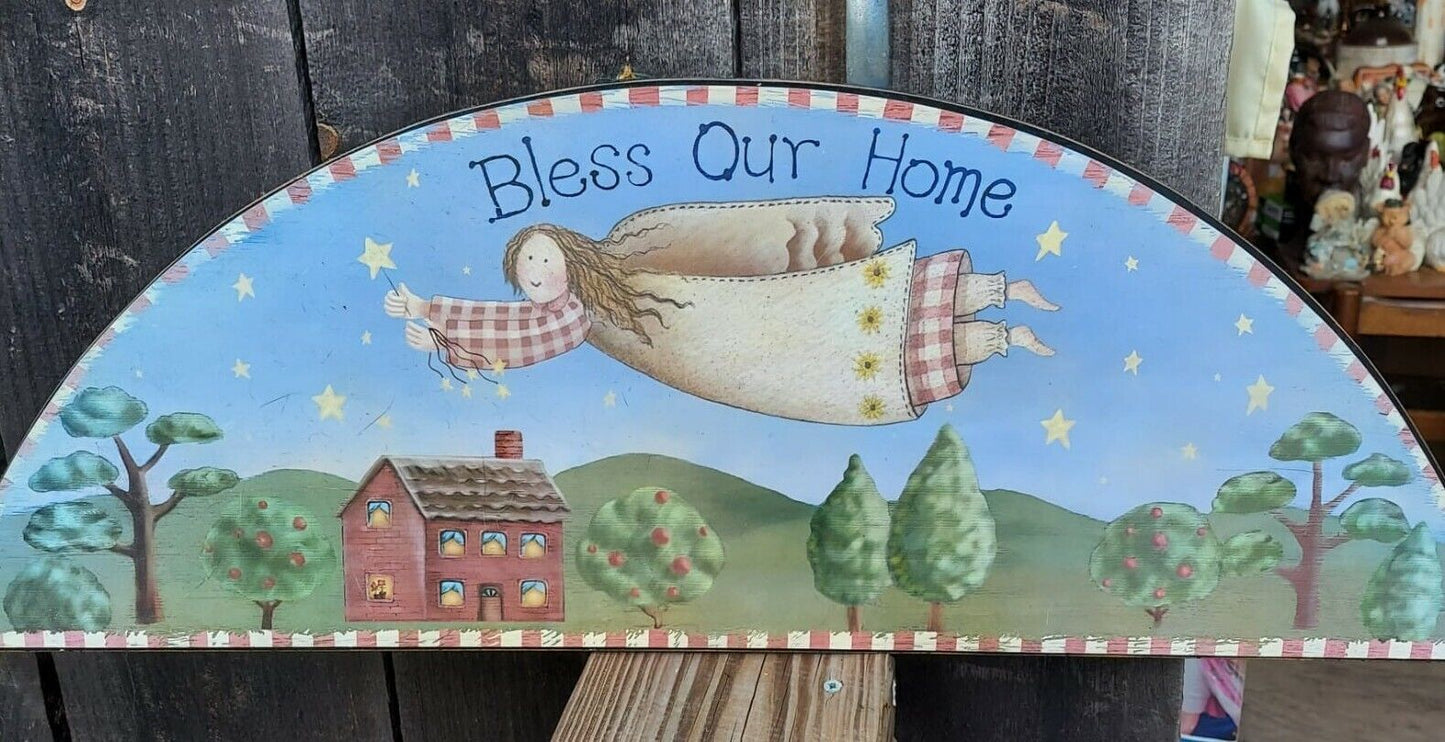 Bless Our Home Hand Painted Wood Wall Hanging