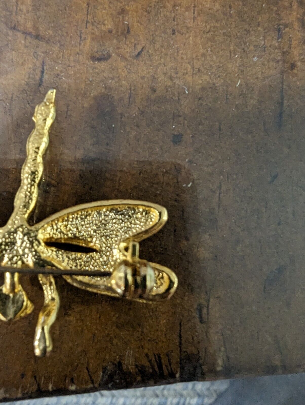 Gold Tone Enamel Dragonfly Brooch Pin Fashion Estate Jewelry - 1.5" x 1.75"