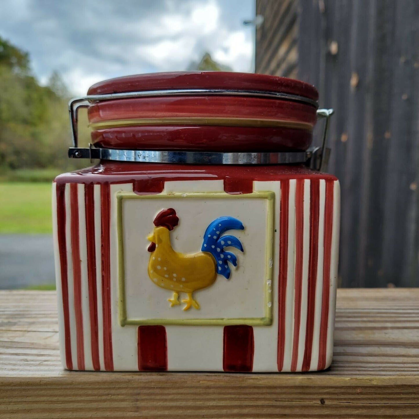 MSRF Inc Porcelain Rooster Kitchen Canister