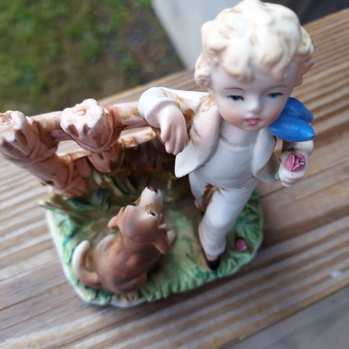 PM&M Germany Porcelain Figurine Boy With Dog