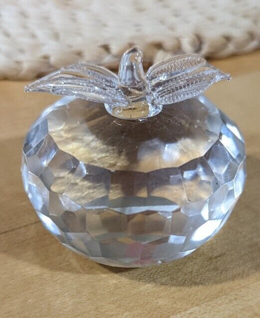 Faceted Crystal Glass Apple Paperweight