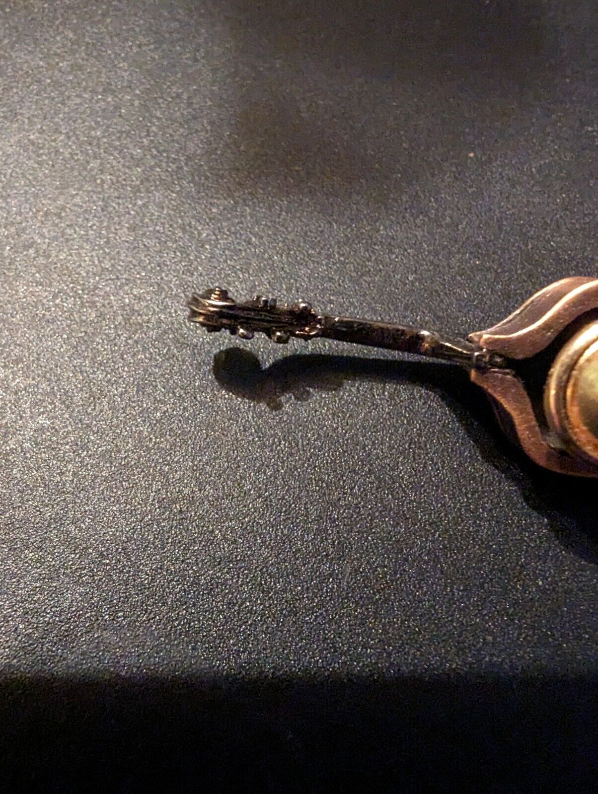 Vintage Violin Pin Back Brass 2.5"