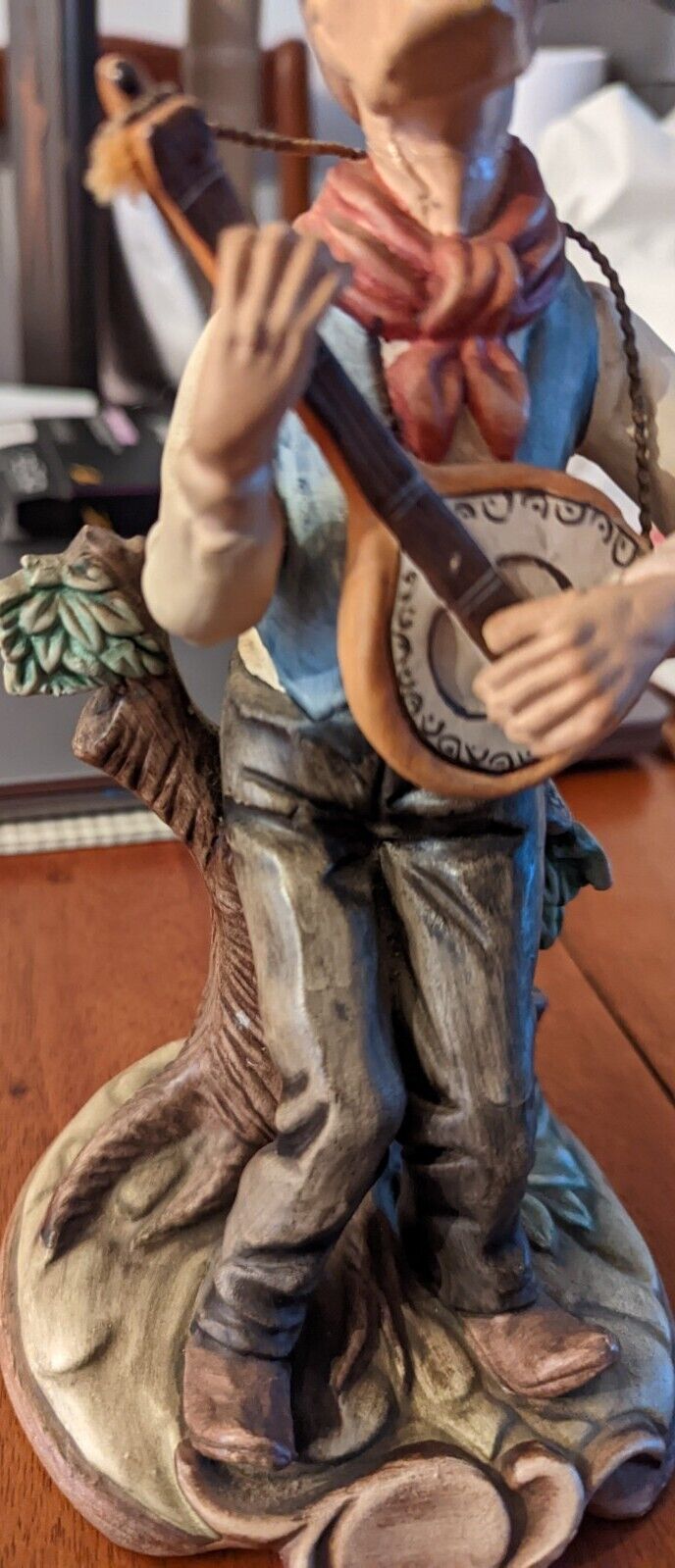 Vintage Man With Mandolin ceramic Figurine Made In Portugal 9" tall