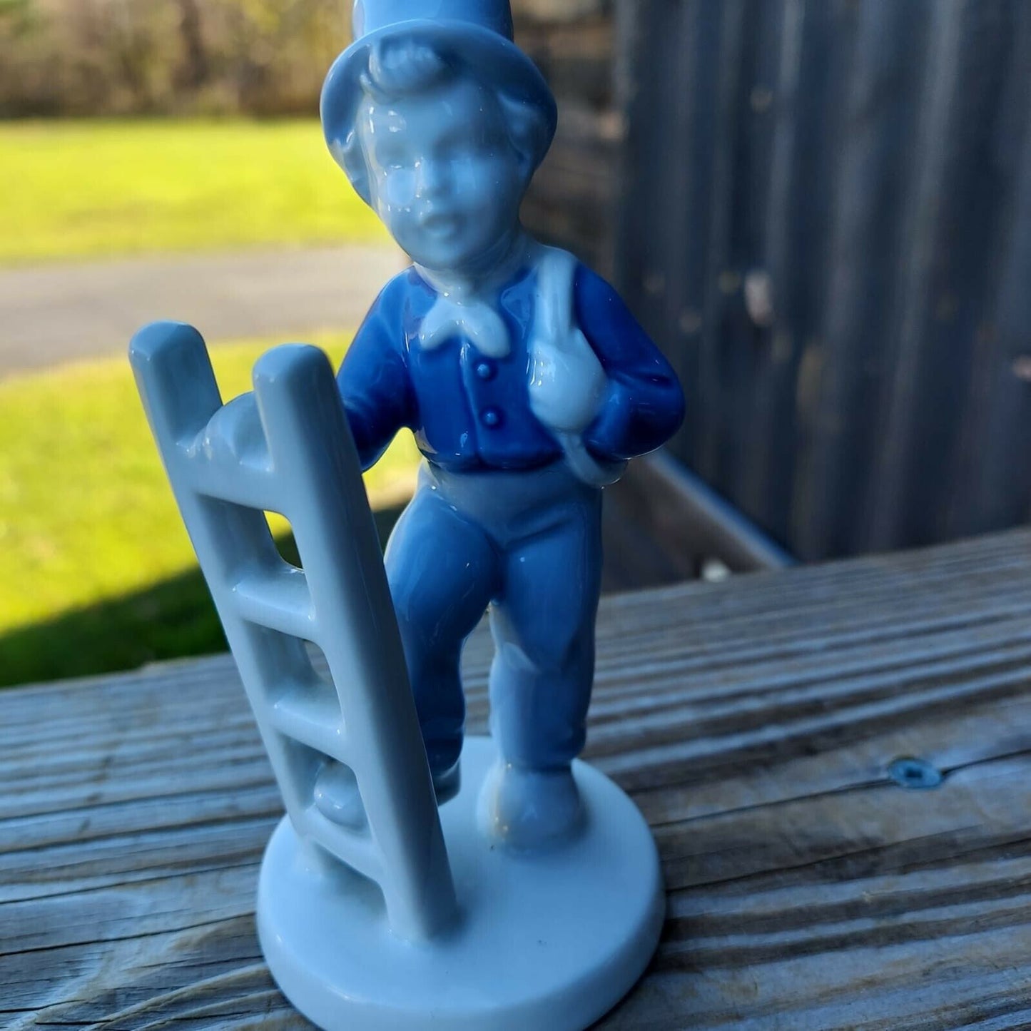 Vintage Pre 1949 Signed Porzellan Bavaria Man With Ladder And Tool Figurine