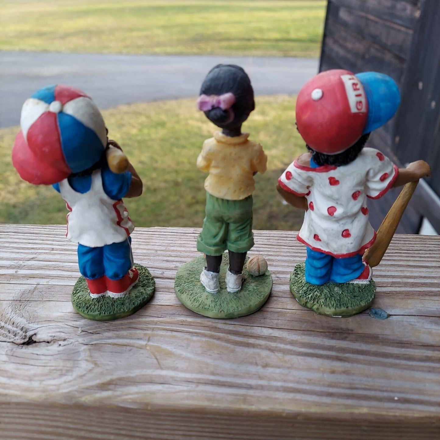 3 Shiah Yih Porcelain Figurines USA Boy and Girls in baseball attire figurines