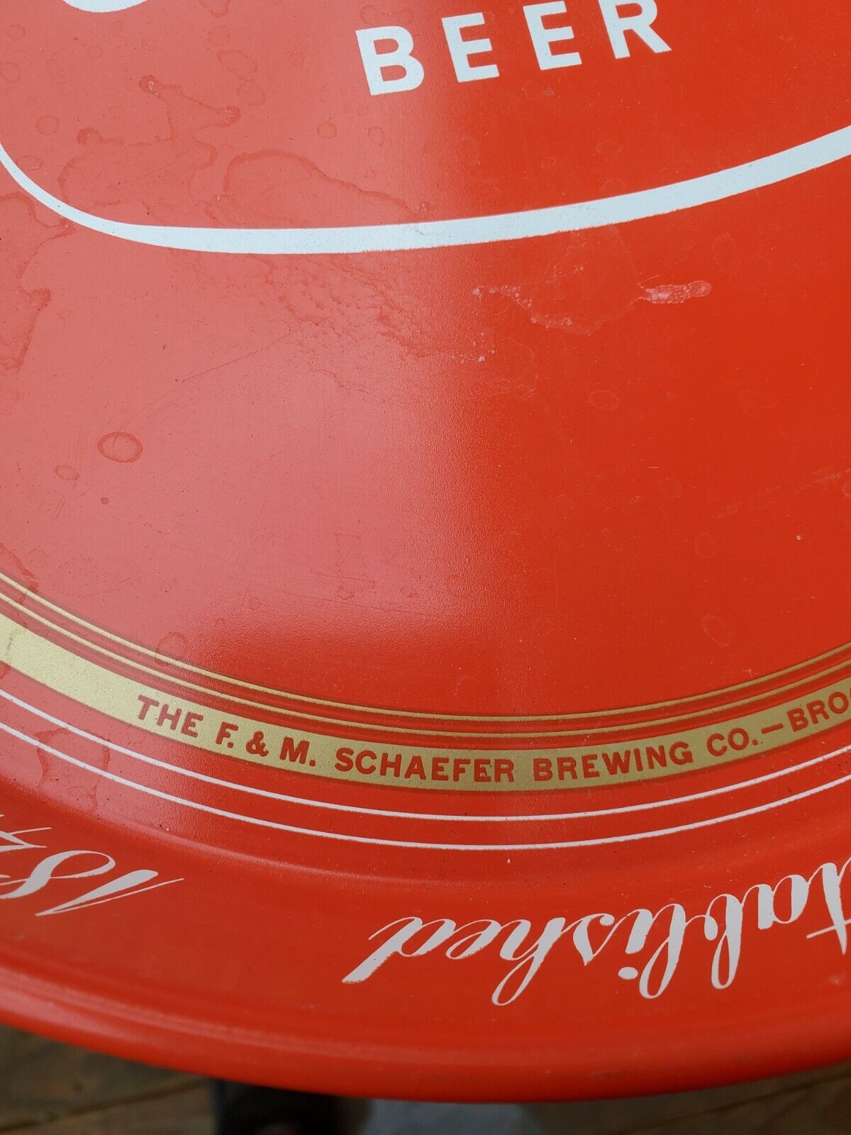 Vintage RED Schaefer Beer Tray 12”