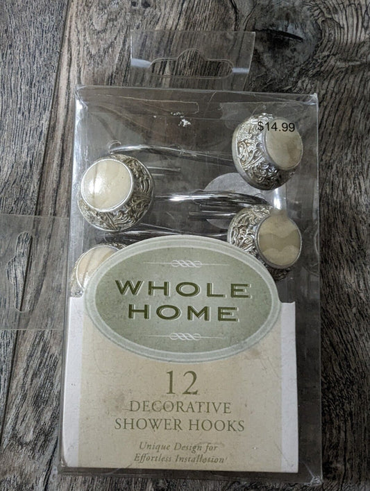 Whole Home 12 Decorative Shower Hooks New In Box